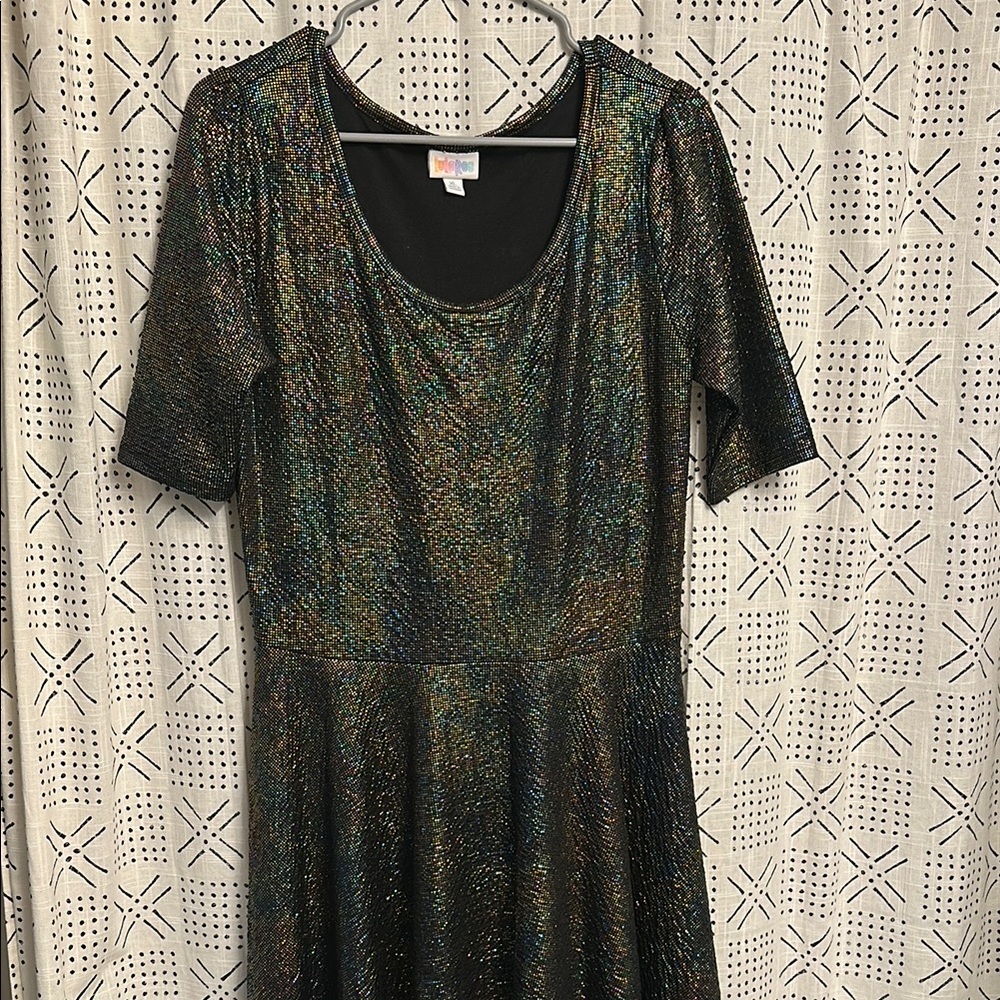 LuLaRoe Nicole elegant collection dress mermaid oil slick color XL VGUC